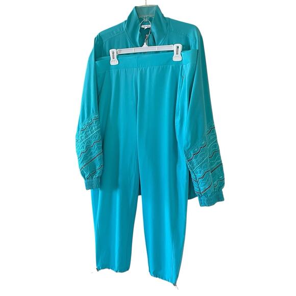 CHICO'S Women's Size XL Teal Zip Jacket Pants Comfort Loungewear Tracksuit Set - Picture 13 of 13